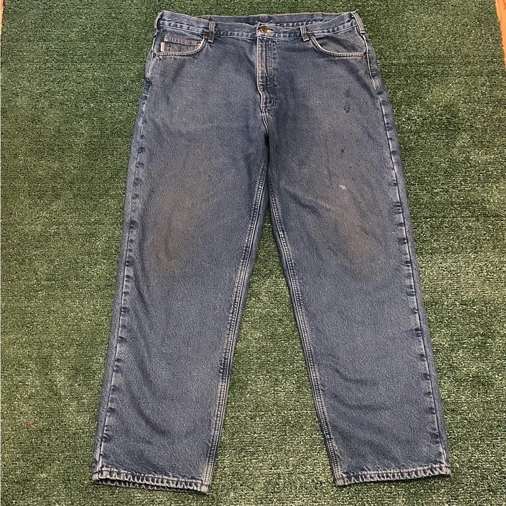 Carhartt Jeans Mens 40x32 Relaxed Flannel Lined Dark Wash Work Denim B172